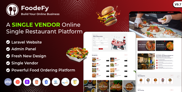 Foodefy v9.7 - Single Restaurant Online Food Ordering Laravel Website Platform Foodefy v9.7 - Single Restaurant Online Food Ordering Laravel Website Platform